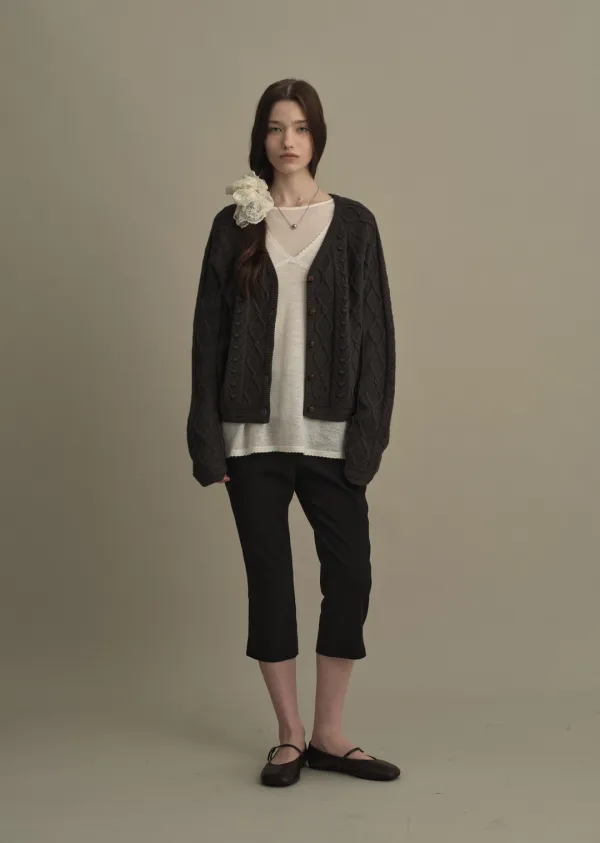 V-NECK SKASHI CARDIGAN (dust gray)
