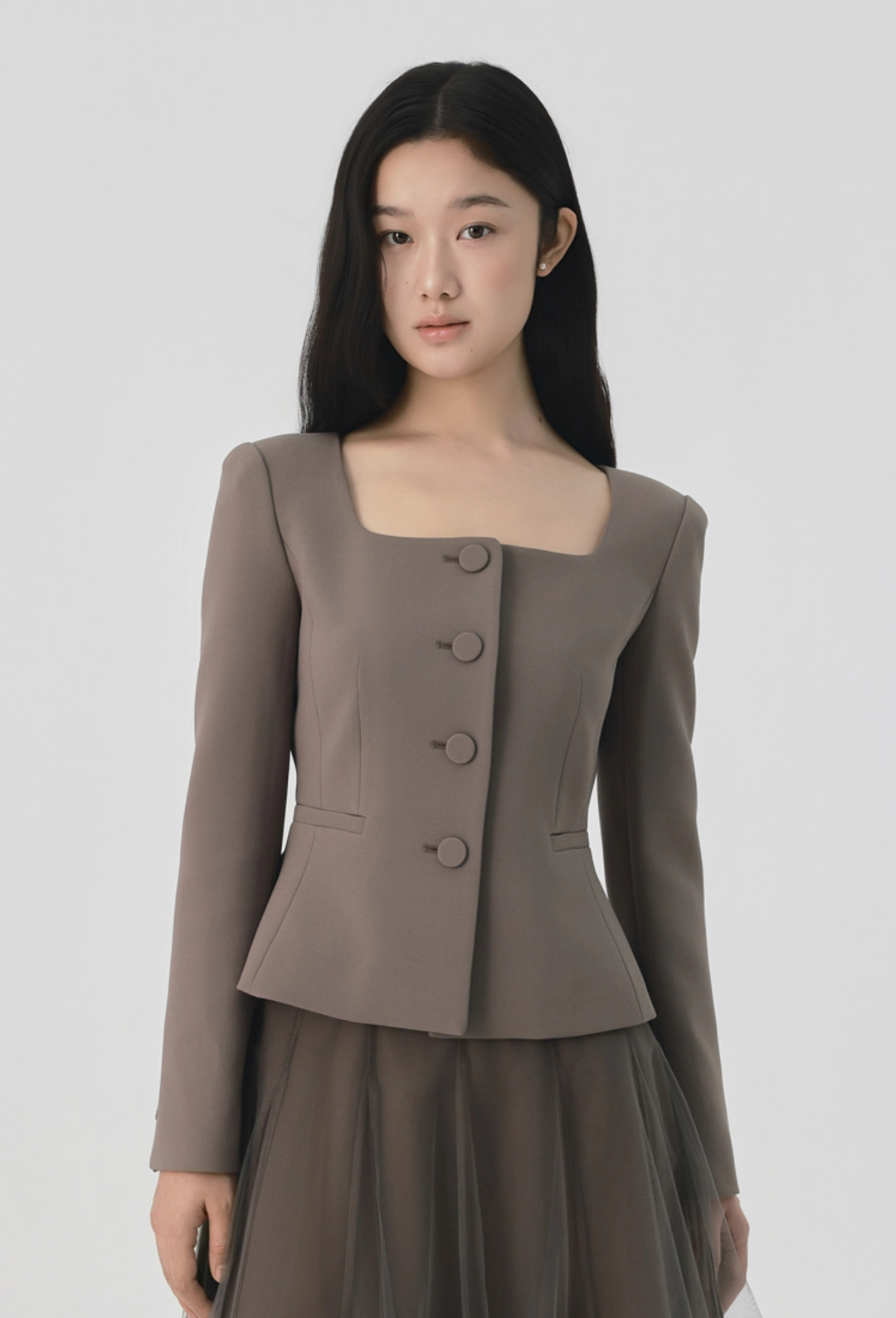 그레이스유 Sienna Square-neck Jacket (Brown) 상품 이미지 1