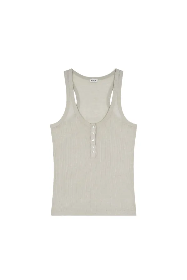 HENLEY RIBBED TANK TOP (BEIGE)