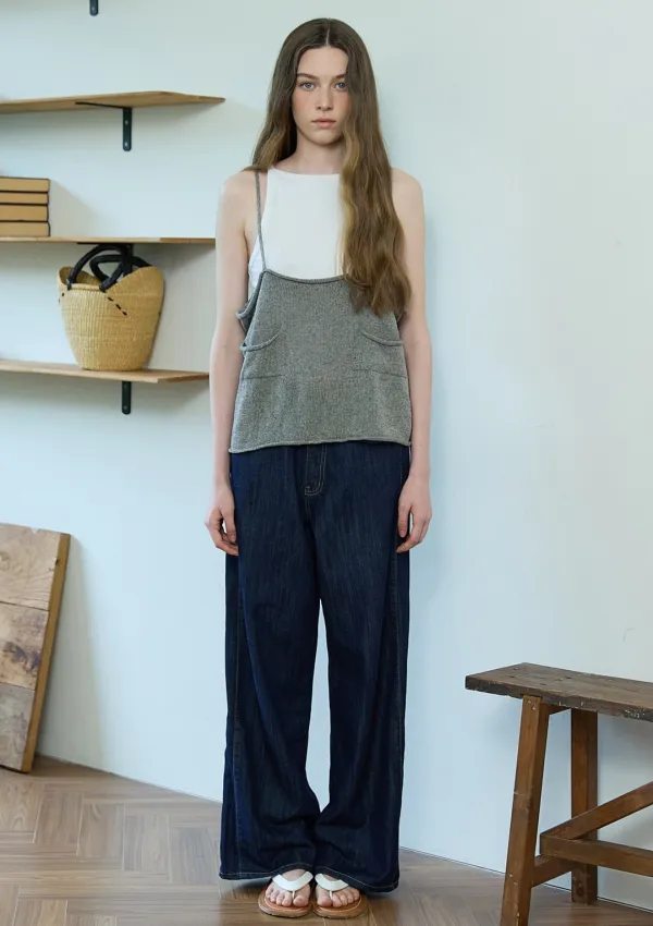 Knit bustier tank top Charcoal