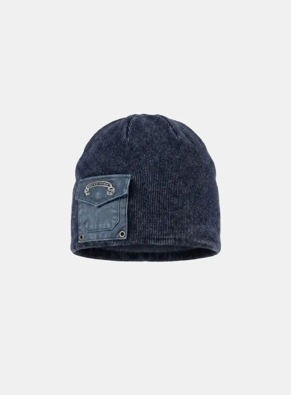 [w-hat26-001] Viper Logo Cotton Rib Pocket Beanie - Blue