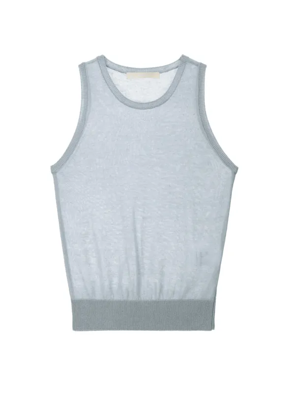 Linen-Blend Sleeveless Knit Top