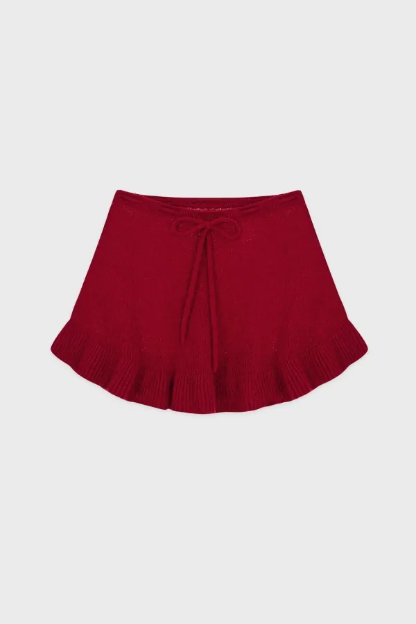 Flare Knit Skirt & Cape (Red)
