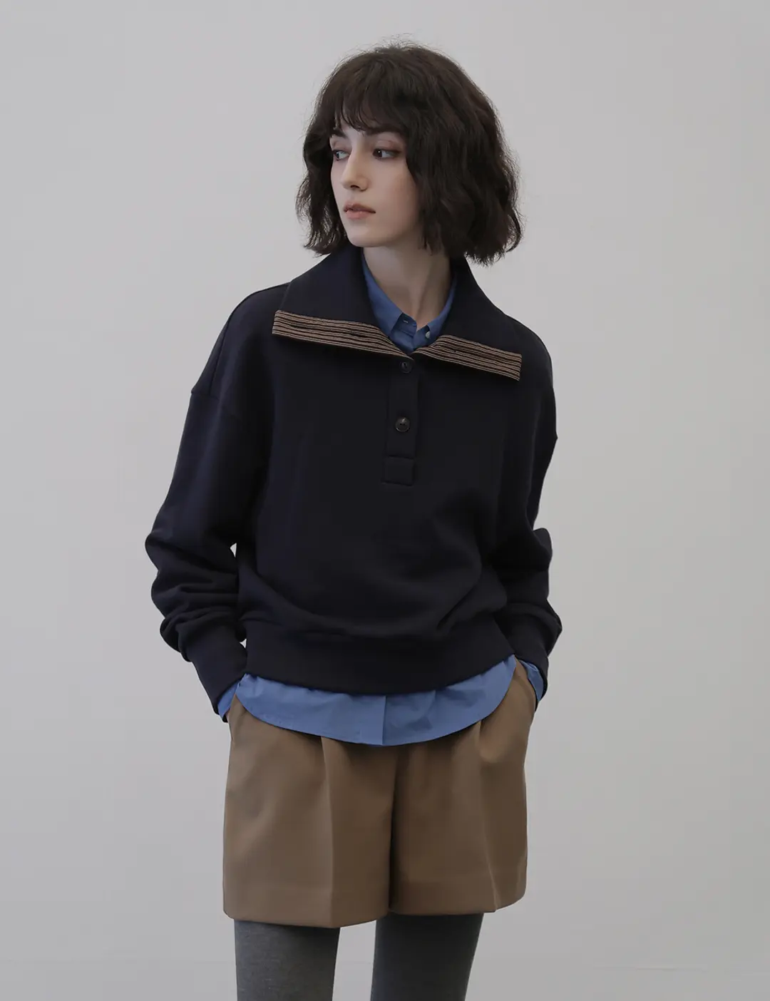 노미나떼 Vintage Veil Sweat Shirt (Navy) 상품 이미지 2