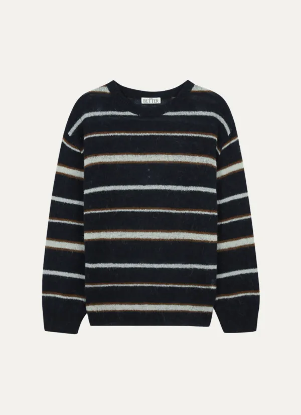 Hairy stripe loose-fit knit [KNFW03SW07]_[2color]