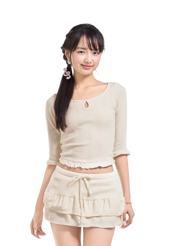 BLOSSOM PICOT MINI SKIRT [IVORY]