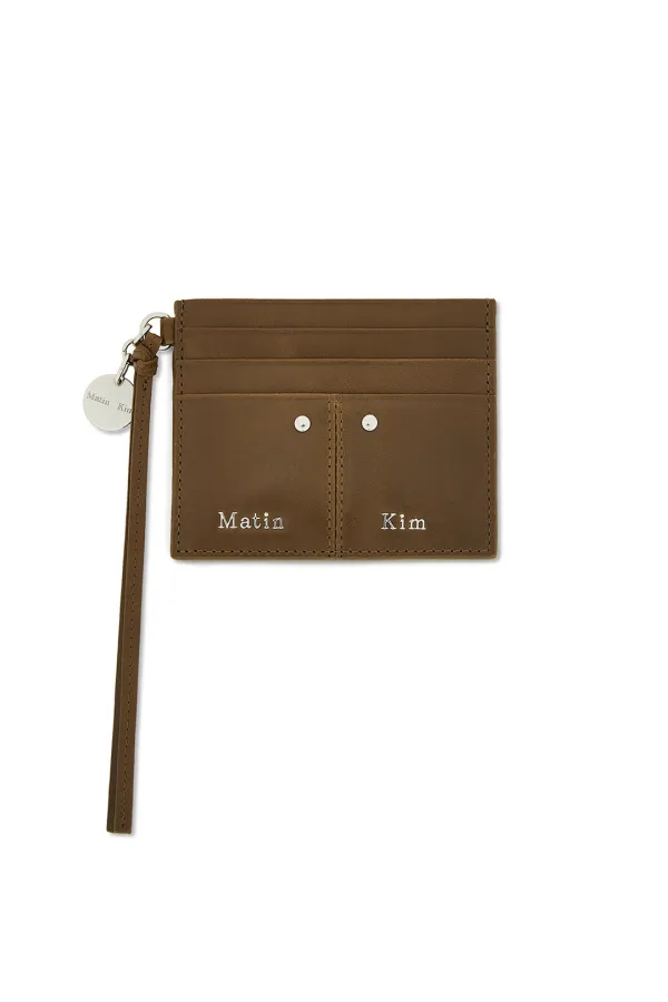 STEEL LOGO RIVET CARD WALLET IN OLIVE