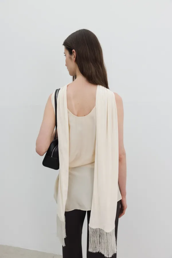 [2nd] [Exclusive] Vintage Velvet Scarf (Ivory / Black)