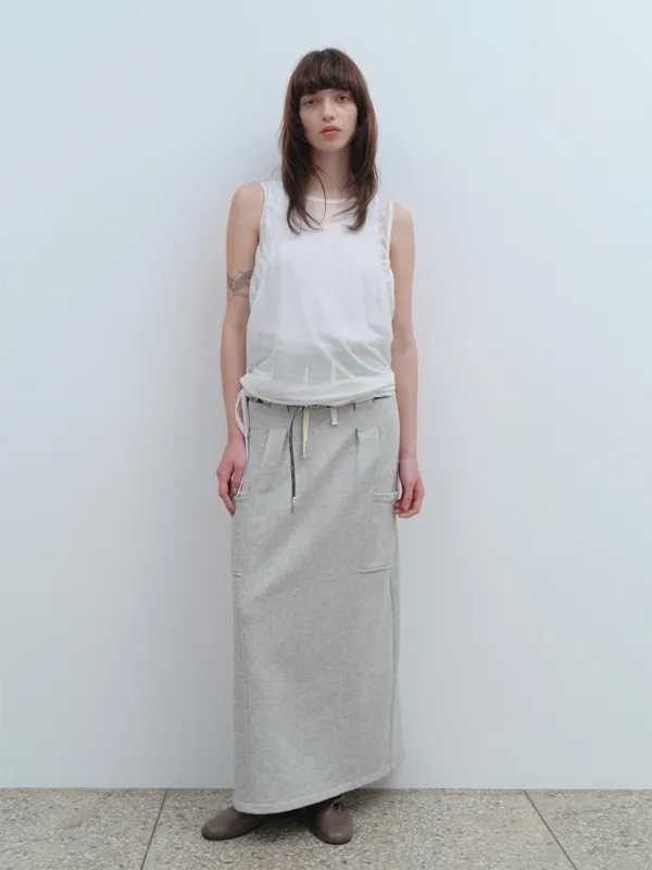 Belt Hole Maxi Skirt [Melange Gray]