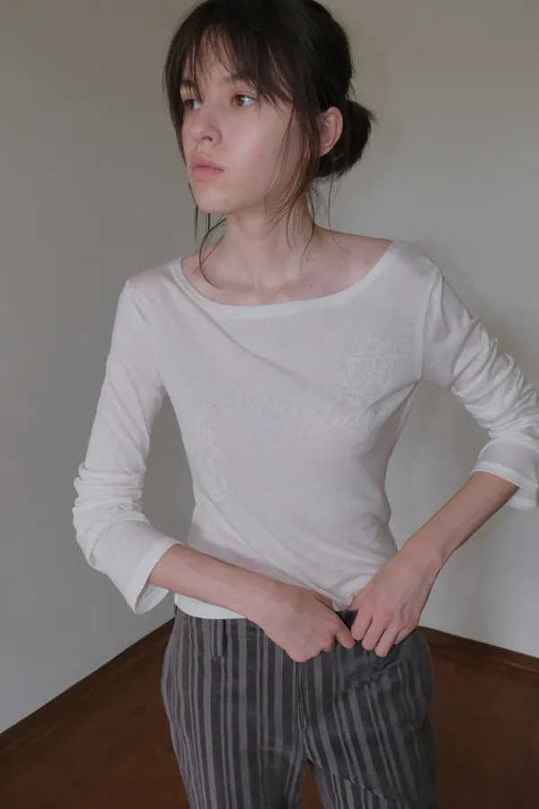 BOAT-NECK SLIM FIT T-SHIRT_IVORY