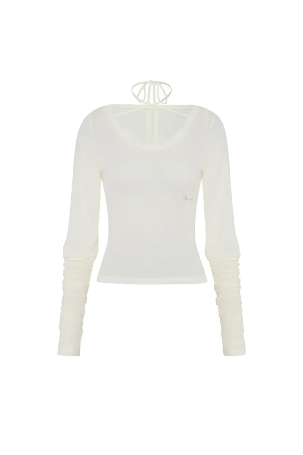 WING SHIRRING TOP ivory