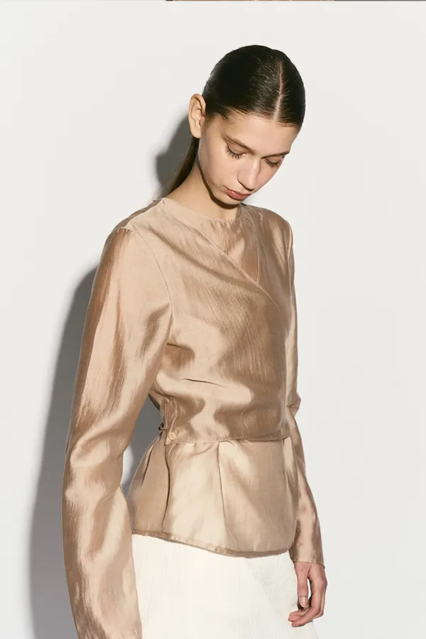 TIE WRAP BLOUSE SALMON