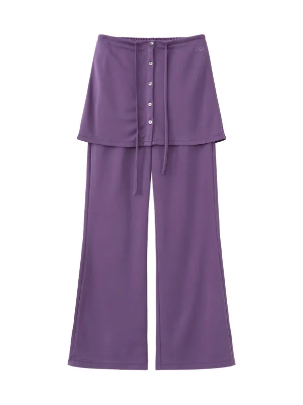 Relaxed-Fit Layered Skirt Pants - Purple