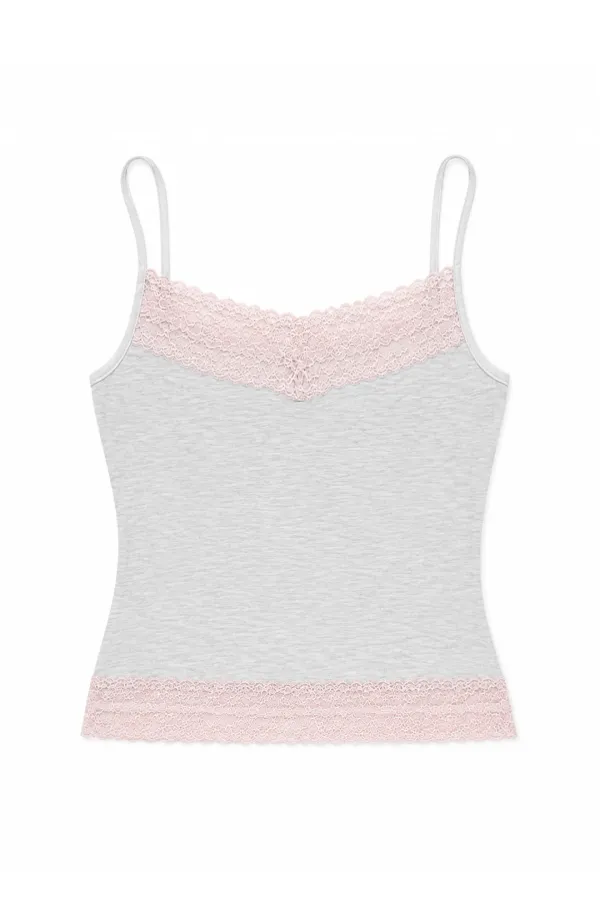 DOUBLE LACE TOP (MELANGE GRAY)