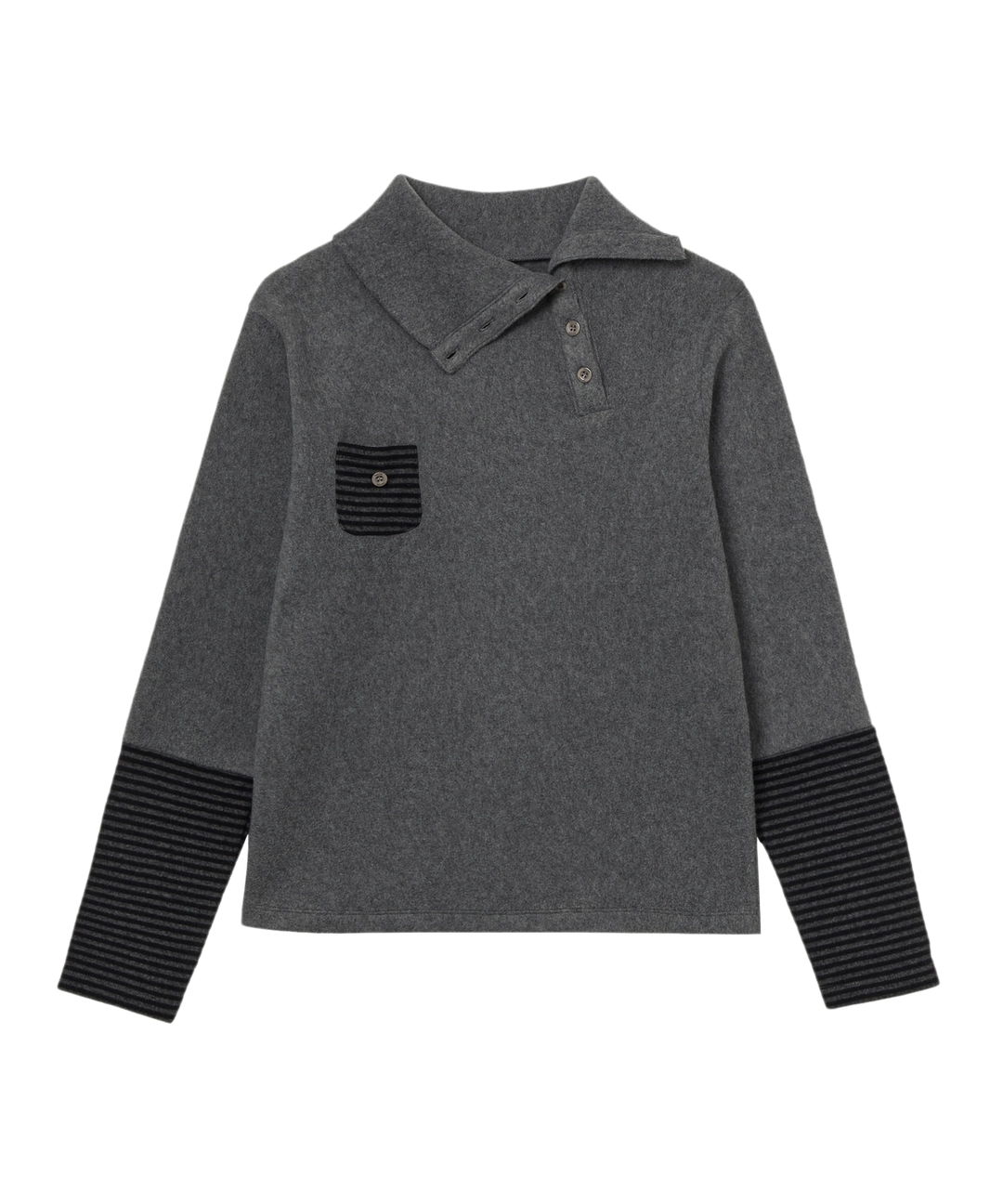 에이이에이이 SLEEVE BLOCK HIGH NECK TEE [CHARCOAL] 상품 이미지 1