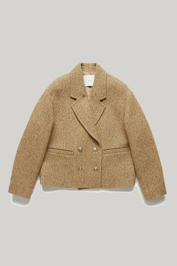 VOLUME TWEED JACKET BROWN