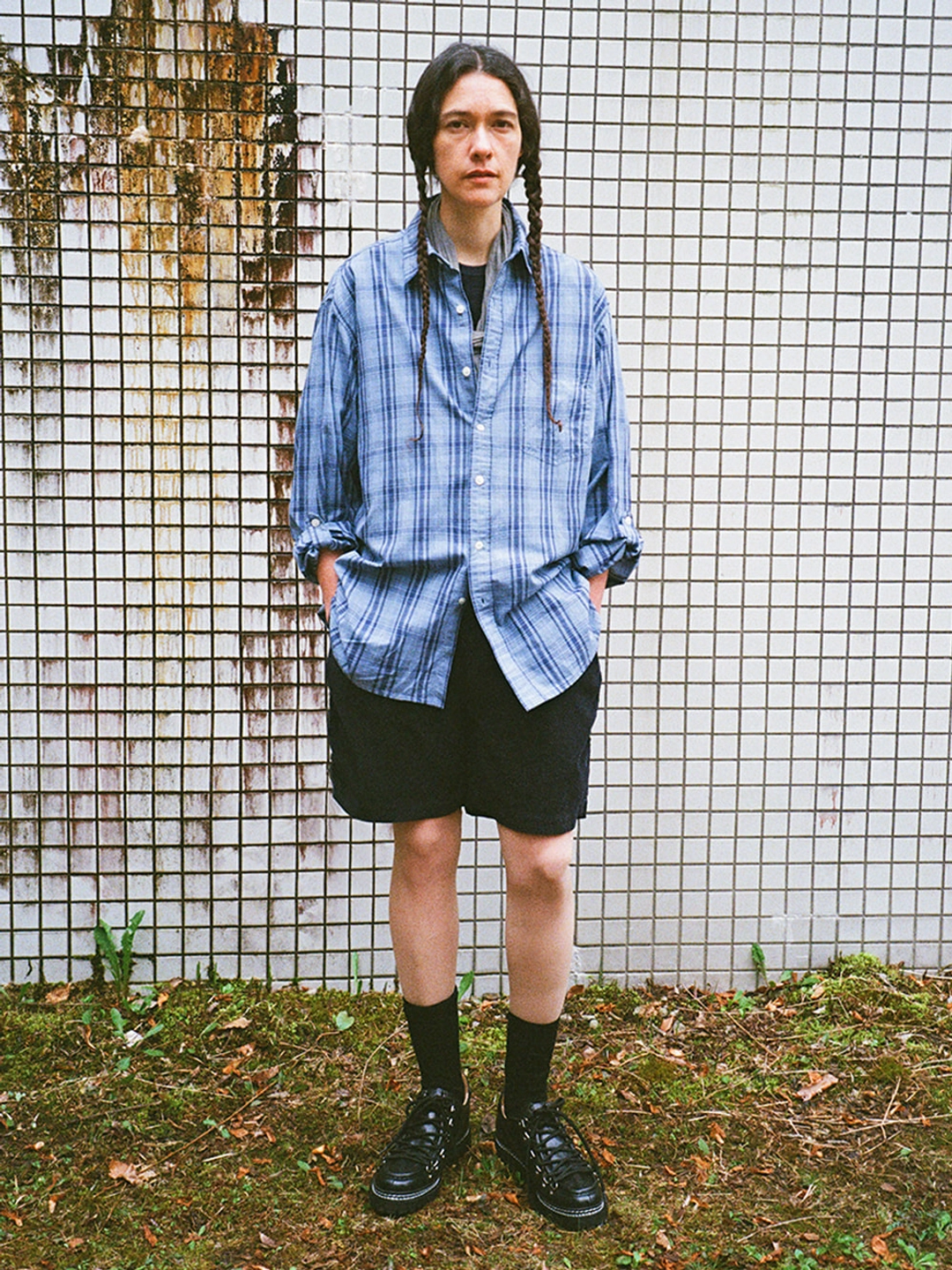 파르티멘토 Dusty Check Roll Up Shirts_Blue 상품 이미지 2