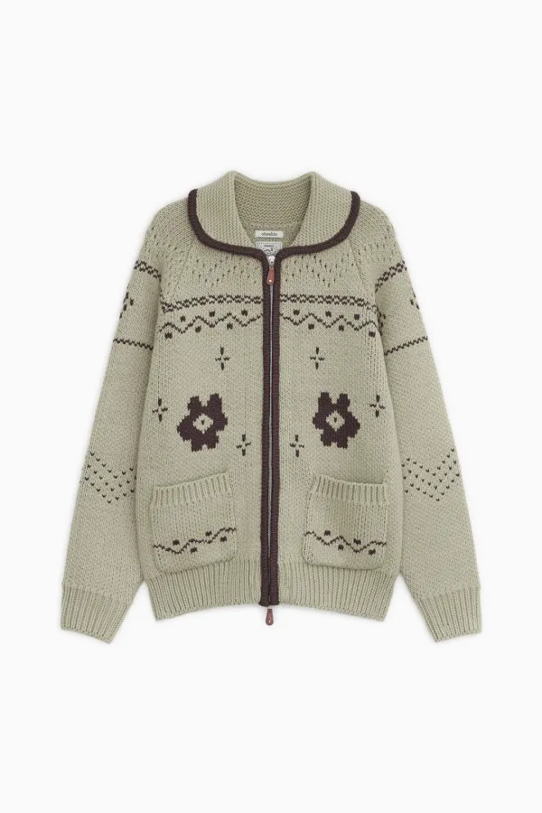 [10/6 SOON] VINTAGE FLOWER COWICHAN ZIP-UP, BEIGE