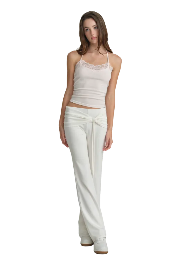 Ballet studio flare line pants, Ivory