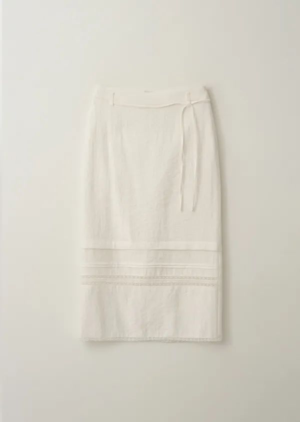 LACE COMBI PENCIL SKIRT (sand ivory)