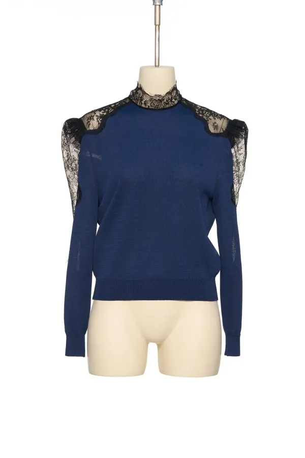 SS26 BLUE LACE PANEL KNIT