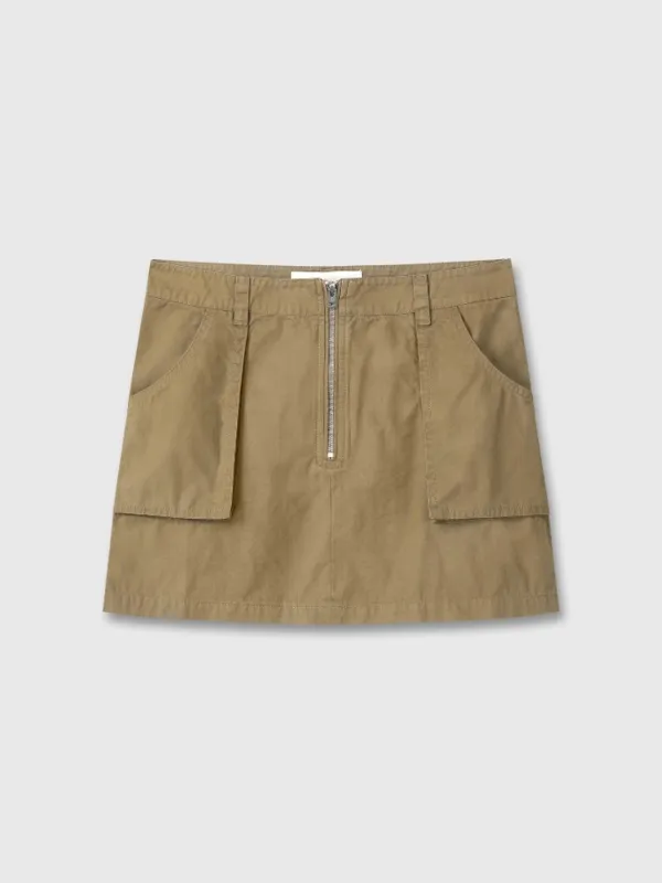 GARMENT DYED POCKET SKIRT_ FADED BEIGE