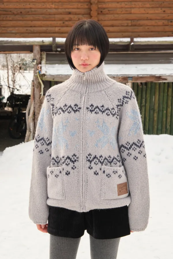 Igloo Nordic Knit Zip-Up Jumper - Light Grey