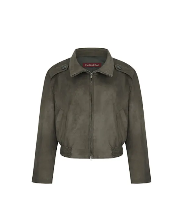 Suede blouson khaki