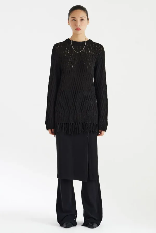 Tassel Crewneck Knit Top