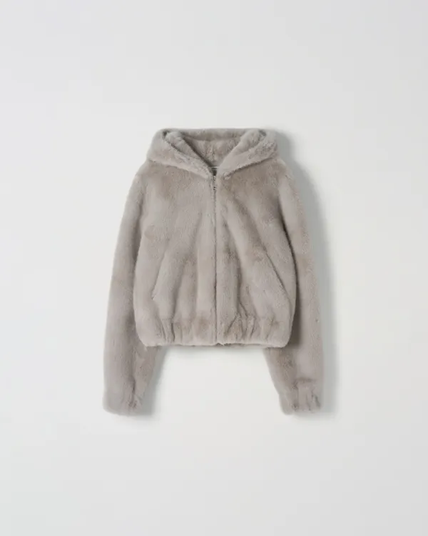 Hooded Fur Jacket [GREY] - 누아르나인