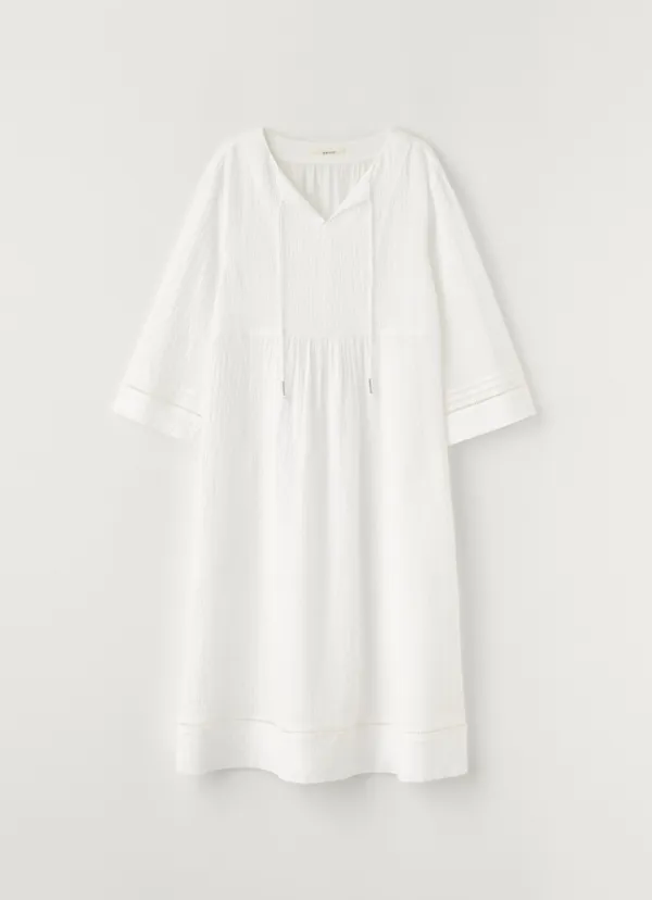 ethnic linen blend dress (white)