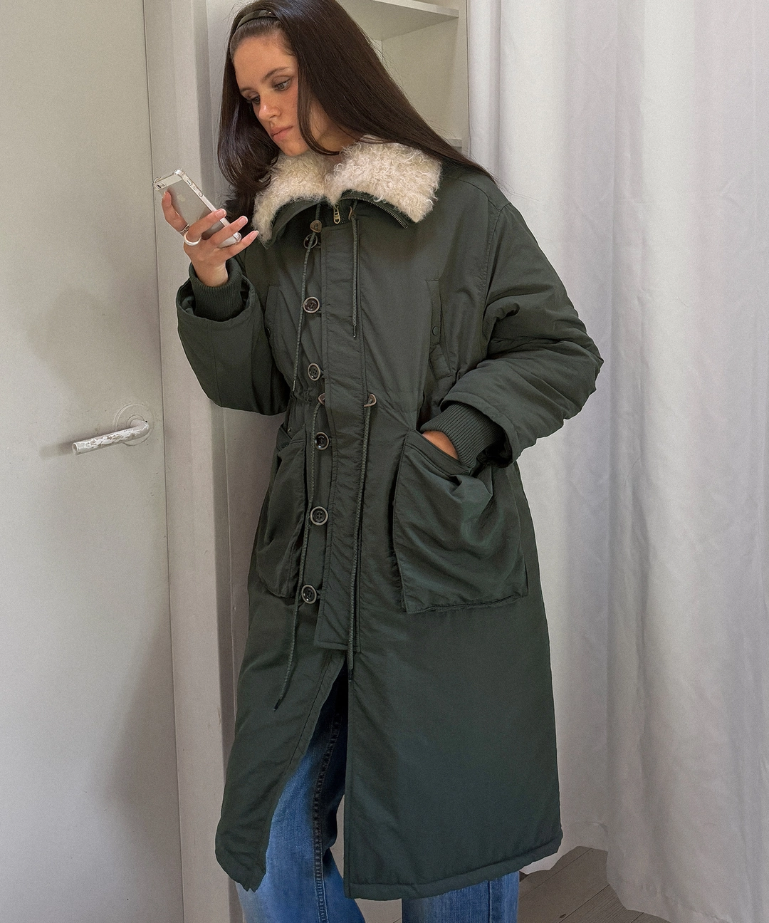 비터셀즈 Fur Detachable Fishtail Parka-Khaki 상품 이미지 2