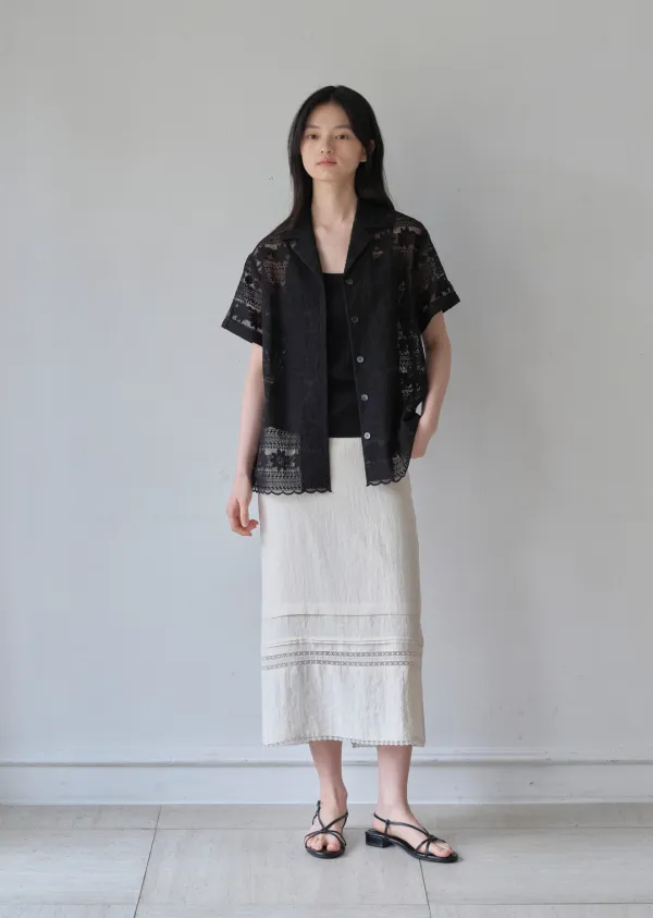 SHEER LACE SHIRT (moat black)