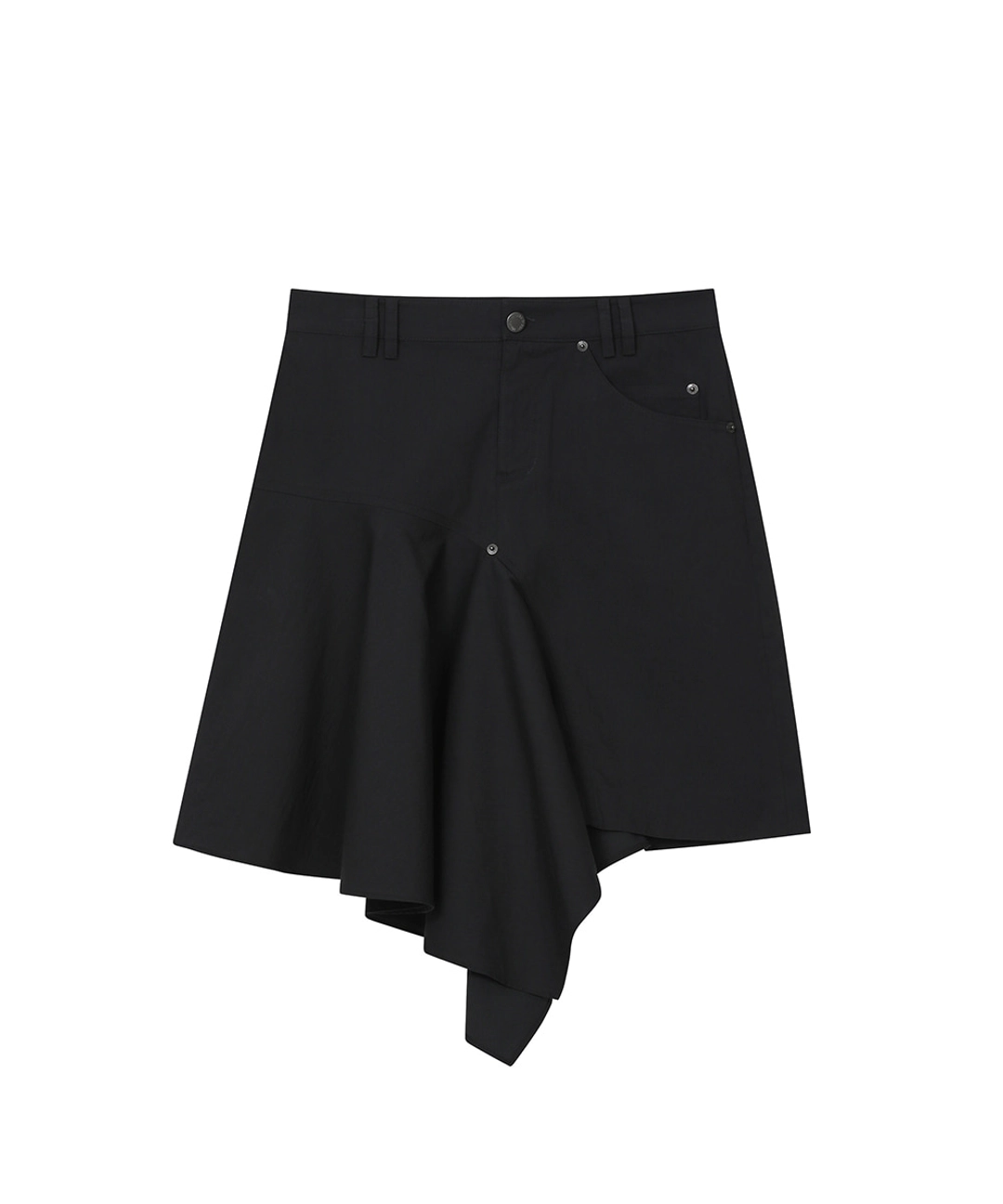 미세키서울 [레이 PICK] One side draped midi skirt BLACK 상품 이미지 1