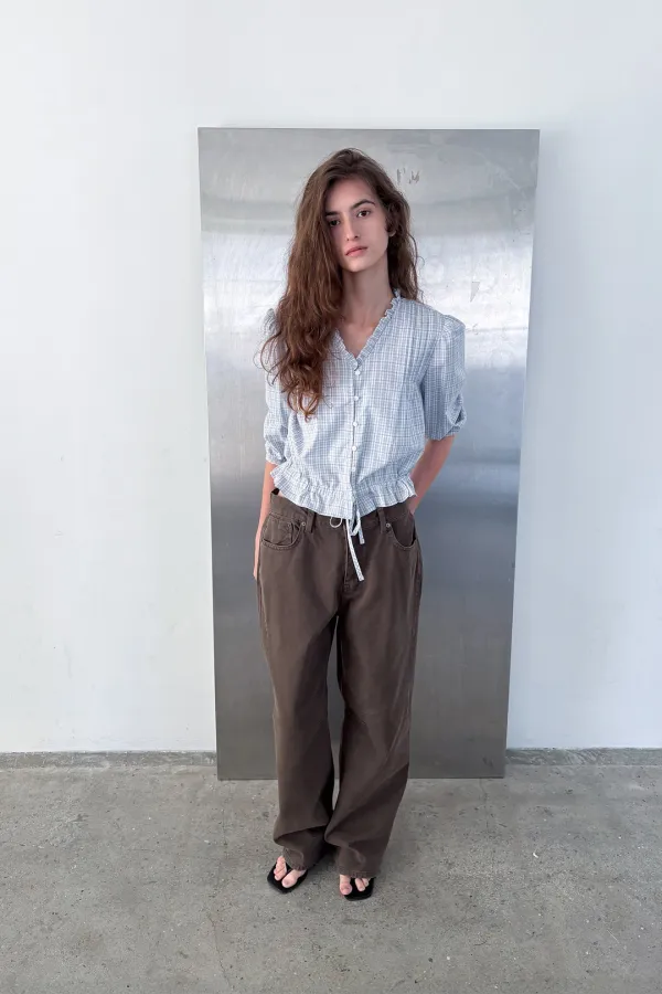 curve dyed pants_brown