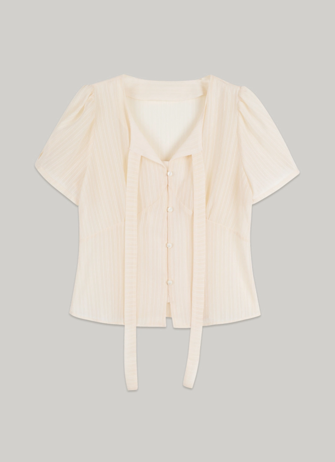 아워코모스 comos 1482 tie-line button blouse (peach) 상품 이미지 3