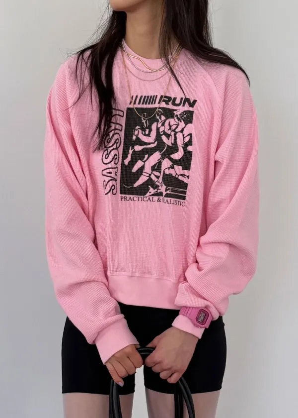 [2nd] Sassy Pink Waffle Crewneck