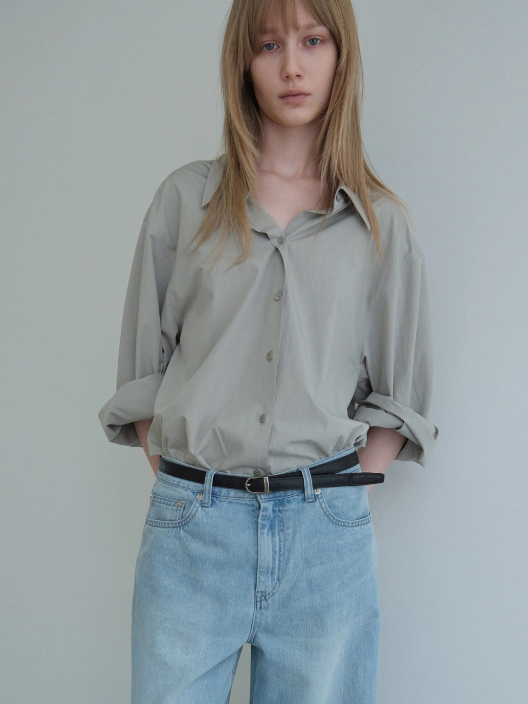 로우클래식 Effortless Oversize Turn-Up Shirt_Light Khaki 상품 이미지 2