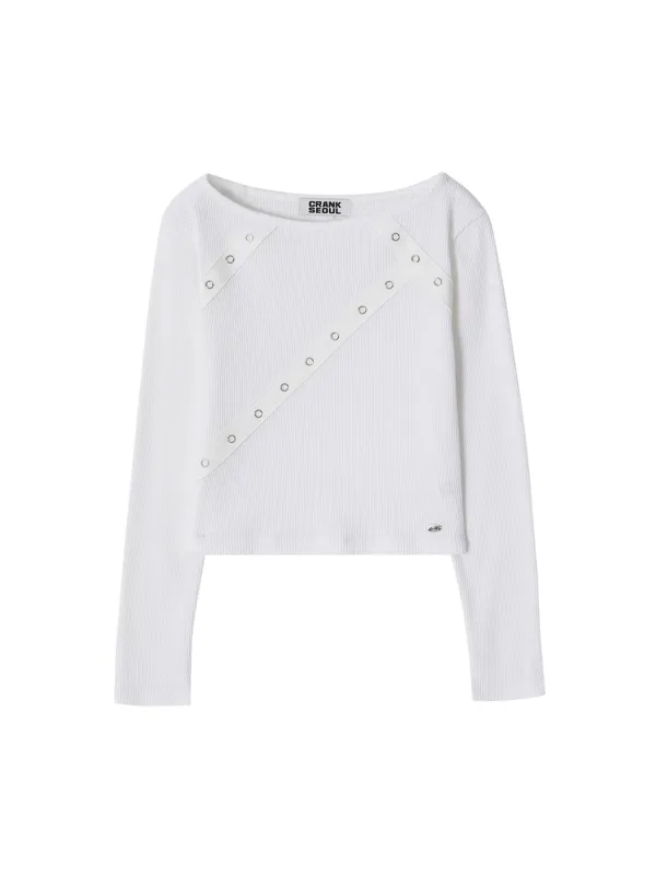 EYELET TAPE WAFFLE T-SHIRT_WHITE