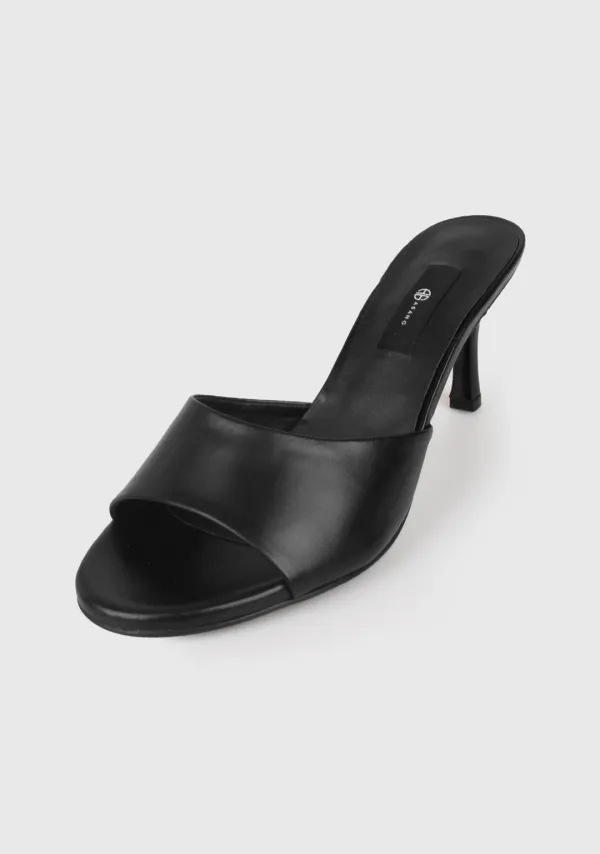 Open Toe Mule Black