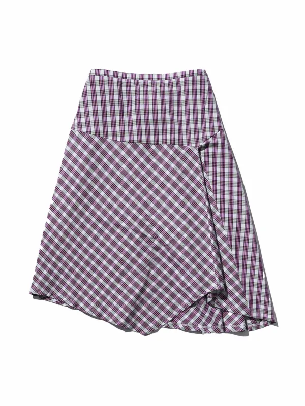Checked Asymmetric Skirt - Pink