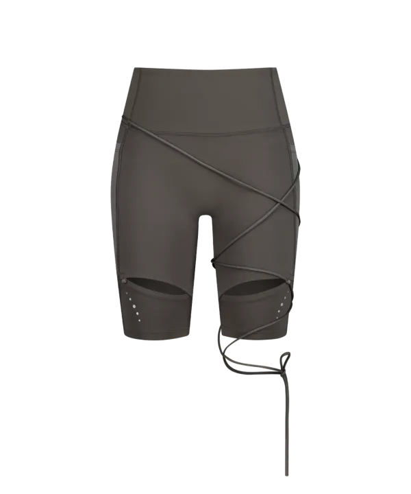 Thigh Slit Shorts Leggings / Stone Brown