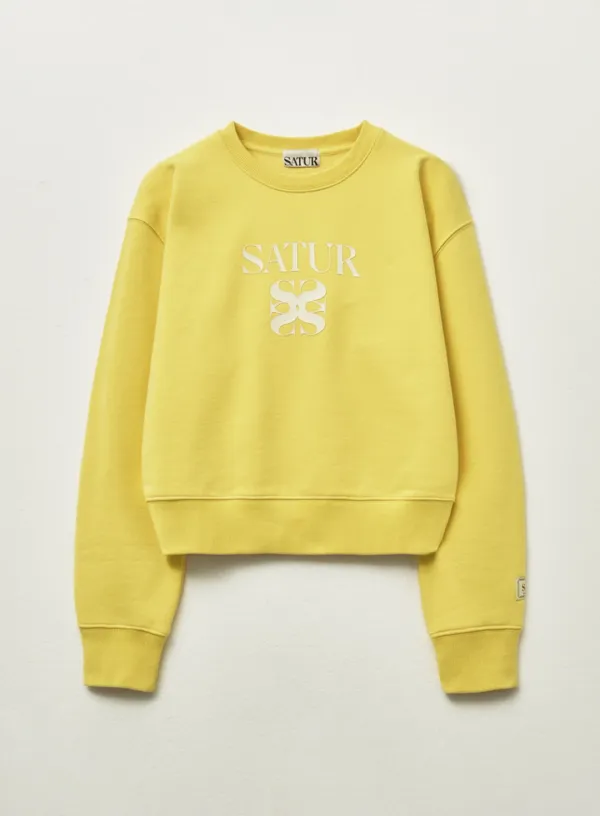(W) Apero Volume Sleeve Crop Sweatshirt - Yellow