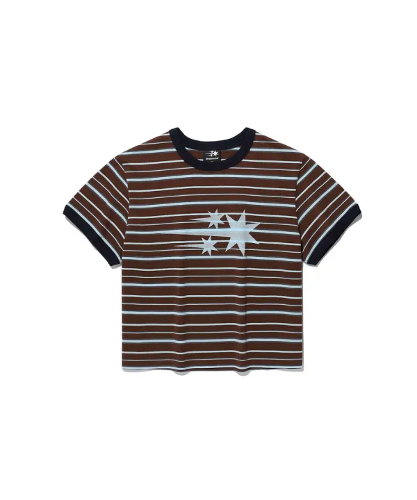 stripe 3star basic ringer tee[brown]