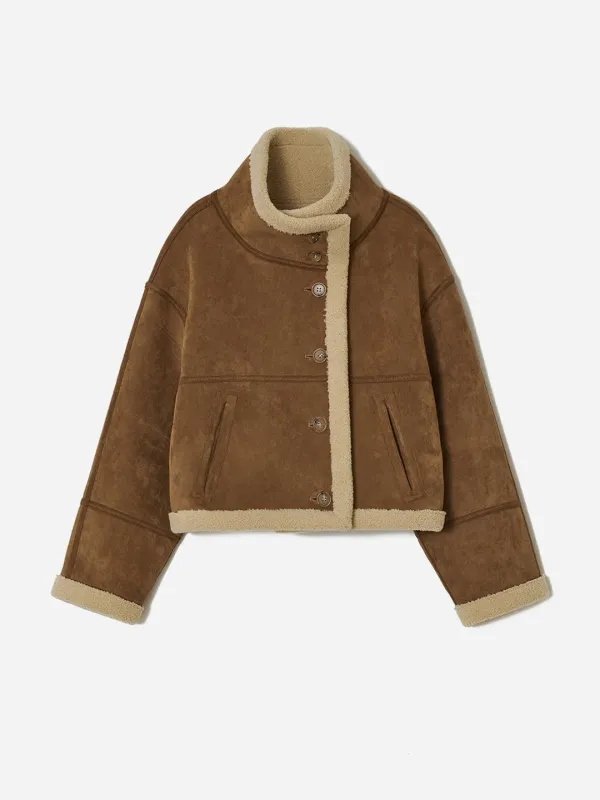Reversible Shearling Mustang Jacket Camel