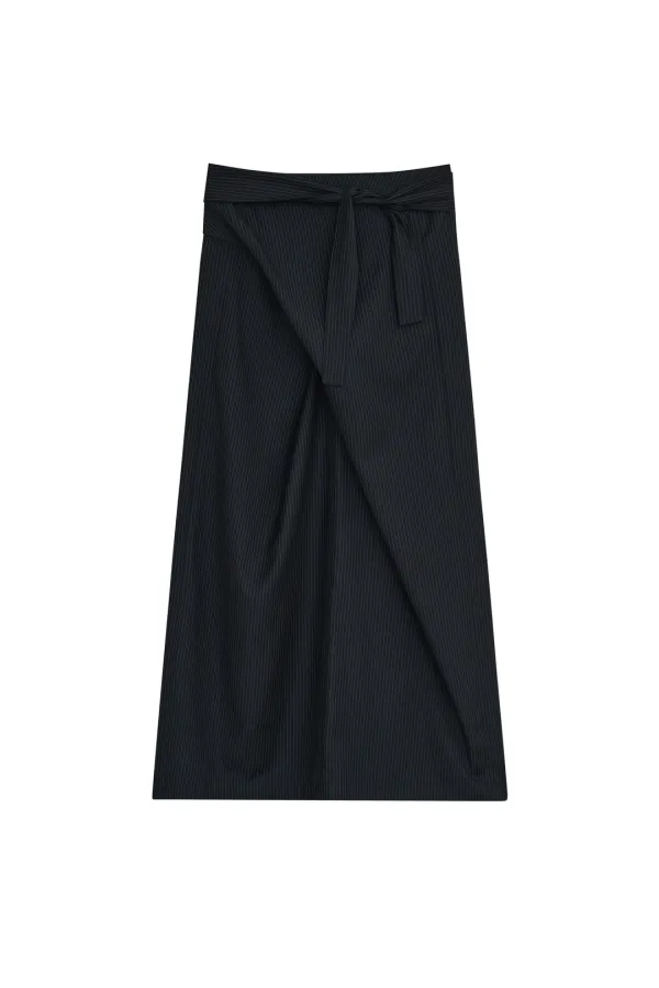 [4th REORDER] STRIPE WRAP SKIRT [NAVY]