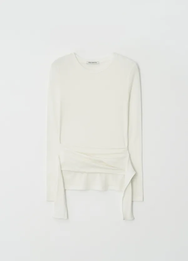 Waist wrap round wool t-shirts_IVORY