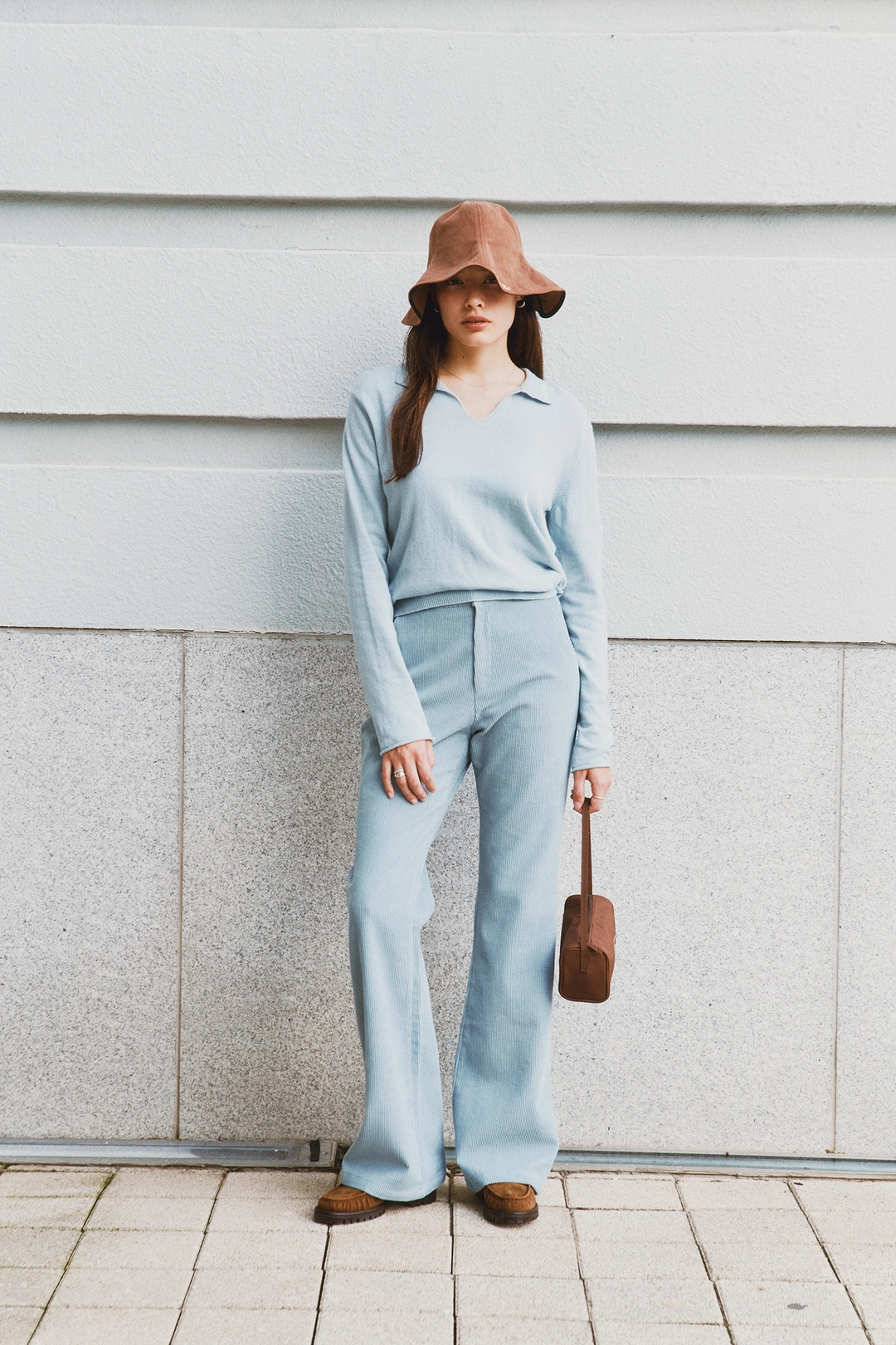 피브비 Open Collar Knit Pullover (mist blue) 상품 이미지 2