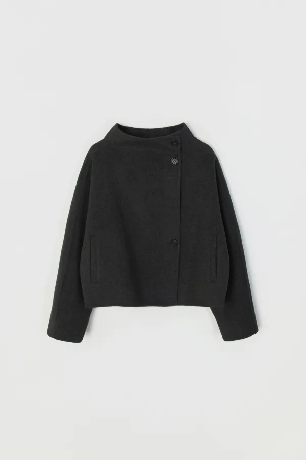 MOUI CASHMERE HANDMADE SHORT COAT_CHARCOAL