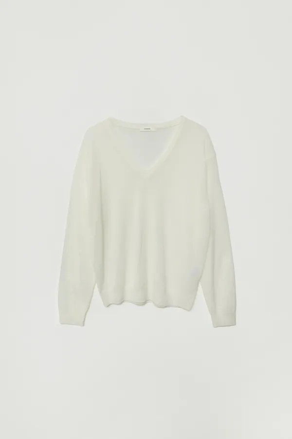 MEIN LINEN V-NECK KNIT_IVORY